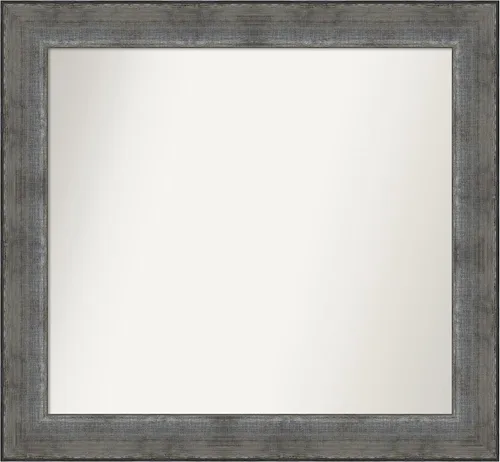 Miniatura 138 de Amanti Art Espejo de baño plateado para sobre el fregadero, 24 x 24 pulgadas, espejo cuadrado de peltre forjado a medida, marco de madera casual