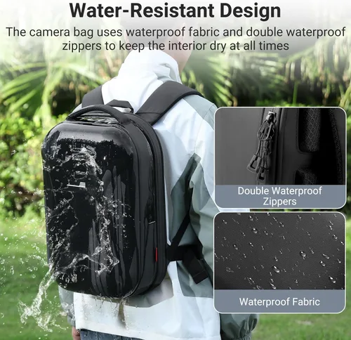 Miniatura 6 de Mochila de cámara para fotógrafo, 22L de gran capacidad, bolsa para cámara digital profesional con compartimento para laptop de 15 pulgadas