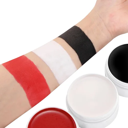 Miniatura 2 de Kit de maquillaje de payaso, pintura facial roja, blanca y negra (11.11 onzas), kit profesional de pintura facial, pintura corporal a base de aceite