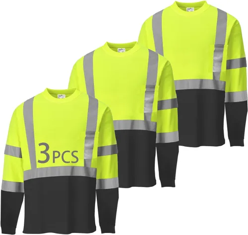 Miniatura 12 de Hi Vis - Camisetas de seguridad para hombre, reflectantes, de alta visibilidad, manga corta y larga, con bolsillo, paquete de 3 y 5