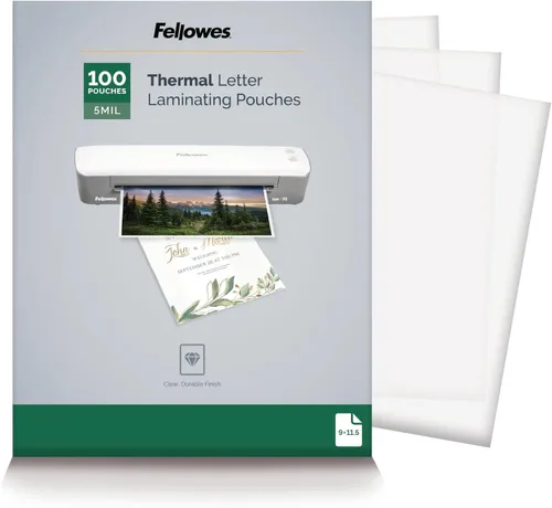 Miniatura 5 de Fellowes Bolsas de laminado térmico, hojas de tamaño carta de 5 mil, 9 x 11.5, paquete de 100, transparentes (5743501) + paquete de 200