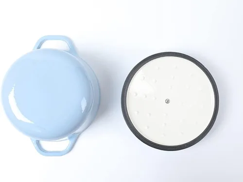 Miniatura 5 de HAWOK Horno holandés de hierro fundido esmaltado de 3 cuartos de galón, diámetro 7.87 pulgadas con tapa, azul