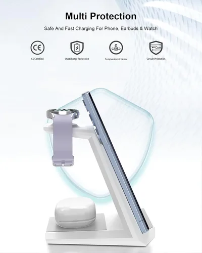 Miniatura 7 de Cargador inalámbrico para estación de carga Samsung, ADADPU soporte cargador 3 en 1 para múltiples dispositivos acoplamiento rápido para Galaxy S25