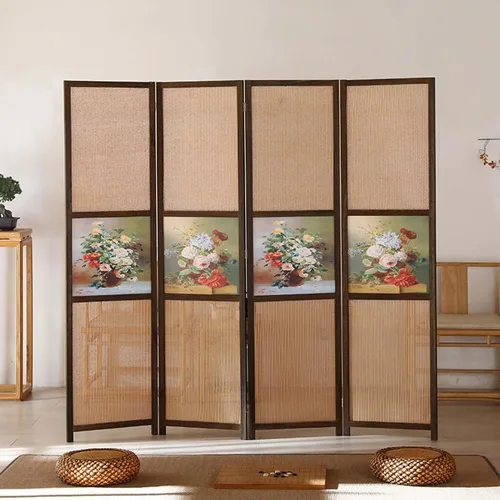 Miniatura 7 de 4 Panel Bamboo Room Dividers 6x6 Feet, 6 Ft Tall Folding Privacy Screen, Wall Divider Panels, Partition Screen for Office, Privacy Partition for