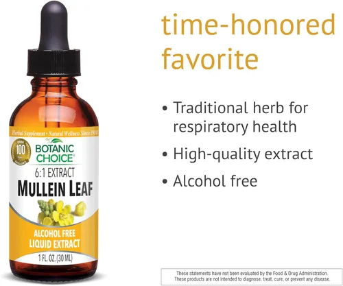Miniatura 4 de Botanic Choice Extracto líquido de hoja de gordolobo, sin alcohol, sin gluten, soporte respiratorio tradicional, 1 onza líquida.