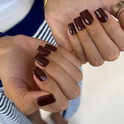 Miniatura 36 de KQueenest Uñas Postizas de Presión Azul Real Cortas Medianas Cuadradas con Pegamento, Juego de Uñas Falsas Sólidas Oscuras Cortas Ataúd Acrílicas