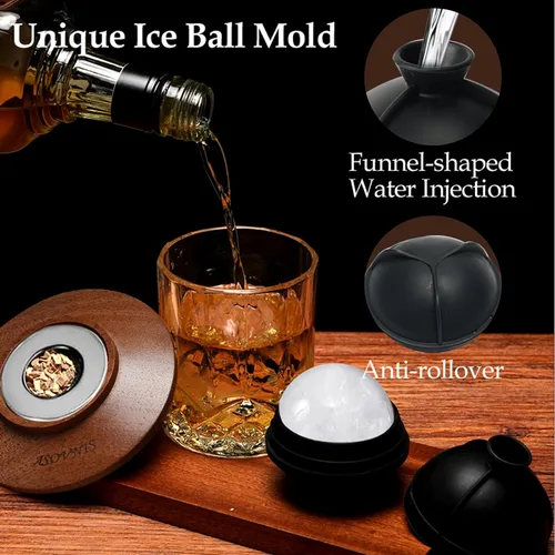 Miniatura 6 de Kit ahumador para whisky con antorcha - 6 sabores de astillas de madera, 2 vasos, 6 piedras para whisky, kit infusor para ahumar cócteles, kit Ébano