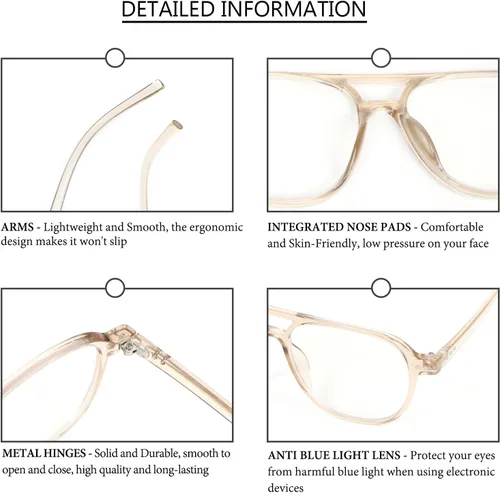 Miniatura 5 de MMOWW - Paquete de 3 anteojos de lectura de aviación de gran tamaño para mujeres y hombres, estilo piloto con doble puente, elegantes, con bloqueo
