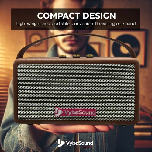 Miniatura 3 de RetroVybe - Mini altavoz Bluetooth portátil, sonido cristalino con graves profundos, batería de 8 horas de duración, micrófono integrado