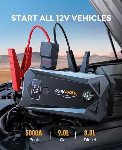 Miniatura 2 de YaberAuto Arrancador de Batería 5000A Pico 21800mAh Arrancador de Batería Portátil (Motor de Gasolina 9.0L, Motor Diesel 8.0L), Arrancador