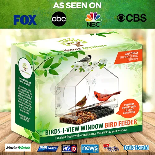 Miniatura 4 de Nature Everywhere. Comedero de aves para vidrio (tamaño grande) Edición de regalo para días feriados Incluye una charola de fácil remoción, 4