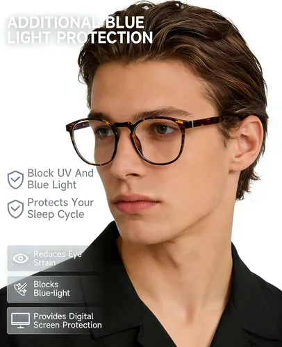 Miniatura 2 de Lentes de bloqueo de luz azul, lentes de computadora, antifatiga ocular, lentes de marco ligero, para hombres/mujeres (ámbar)