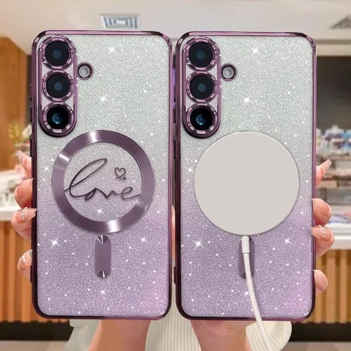 Miniatura 178 de ZONRW - Funda para Samsung Galaxy S22 Ultra magnética, para mujeres y niñas, cubierta trasera suave, lujosa, con corazón de amor, bling, degradado