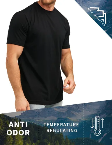 Miniatura 2 de Camiseta de lana merino para hombre Camisas de lana merino de manga corta para hombre Camiseta deportiva de merino ligera para senderismo