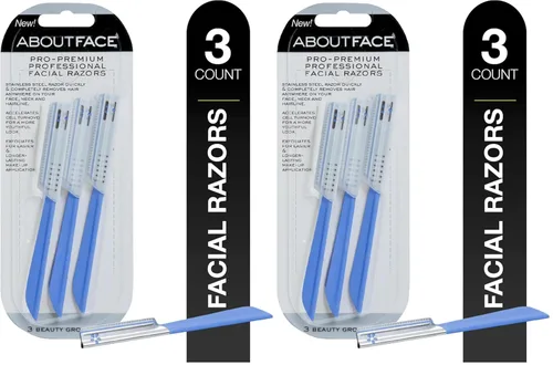 Miniatura 7 de About Face Pro-Premium - 3 afeitadoras de belleza para depilación, ideales para afeitar, exfoliar, dermaplanear y dar forma a las cejas, de acero