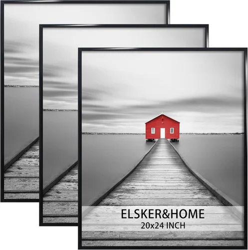 Miniatura 49 de ELSKER&HOME 18x24 Marco para Póster 3 Pack, Marco Plateado para Montaje Horizontal o Vertical en la Pared, Resistente y a Prueba de Arañazos