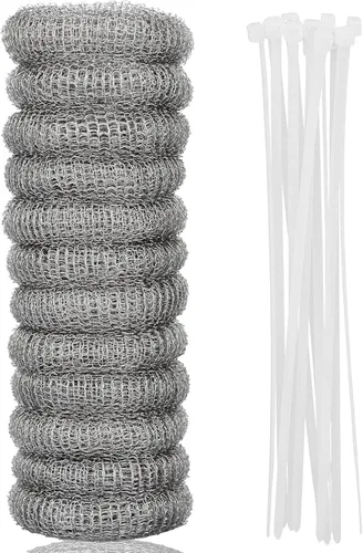 Trampas de pelusa de acero inoxidable para lavadora, 12 trampas de pelusa para manguera de lavadora con 12 bridas para cables, filtro de malla de