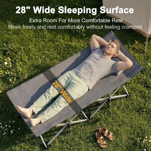 Miniatura 5 de ABORON Catre de Campamento para Adultos de 28" Extra Ancho, Paquete de 2 Catres Oxford 1200D Resistentes para Dormir, Cama de Campamento Plegable