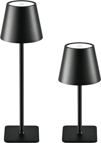 Miniatura 9 de Paquete de 2 lámparas de mesa inalámbricas recargables, funciona con pilas, lámpara LED táctil regulable con 3 temperaturas de color, lámpara