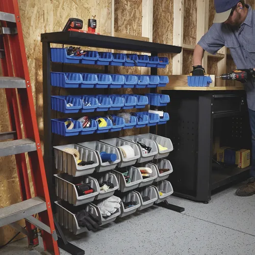 Miniatura 5 de Strongway Unidad de almacenamiento a granel de un solo lado con 47 contenedores surtidos, 36 1/2 pulgadas de ancho x 14 pulgadas de profundidad x 46