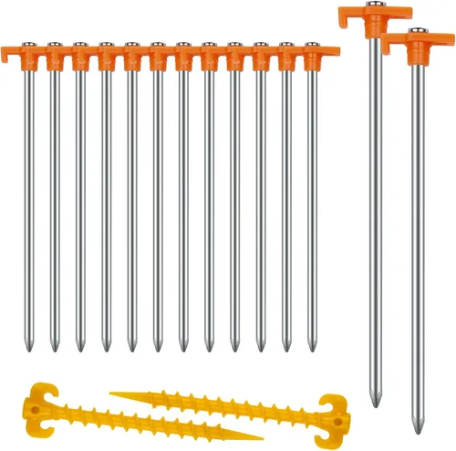 Miniatura 13 de 12 piezas de estacas para tienda de campaña, estacas de camping, estacas de tierra de 7.1 pulgadas de AVOFOREST, estacas de tienda de campaña
