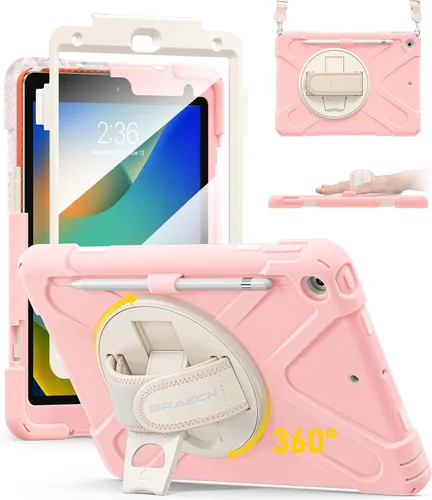 Miniatura 15 de BRAECN Funda para iPad de 9ª/8ª/7ª Generación, Funda Resistente a Prueba de Golpes con Protector de Pantalla, Soporte para Lápiz, Soporte para Tapa