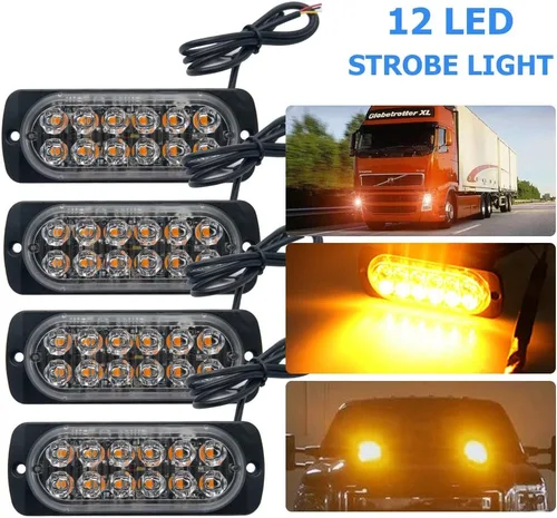 Miniatura 7 de MASO Luces estroboscópicas de emergencia para camiones, coche de recuperación ámbar 12 LED, barra de iluminación naranja, parrilla intermitente