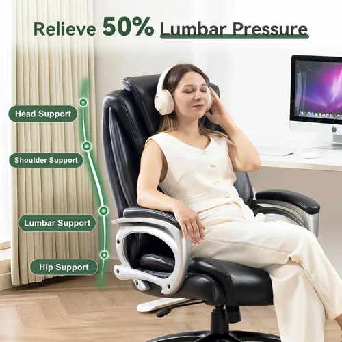 Miniatura 4 de Vogue Furniture Direct Silla de Oficina Grande y Alta 500 libras, Silla de Escritorio de Cuero PU de Respaldo Alto para Trabajo Pesado, Silla