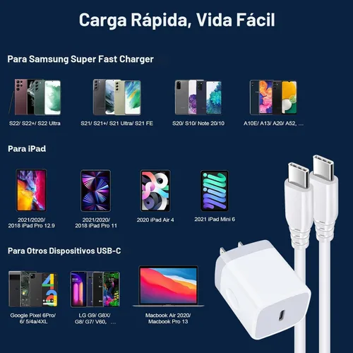 Miniatura 3 de Cargador rápido Samsung tipo C para Samsung Galaxy A14 5G A13 5G A03S A53 A23 A54 A34 A24 A33/S23 S22 Ultra/S21 FE/S20/A04S/Z Flip 4 3/Z Fold4