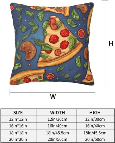Miniatura 4 de Funda de almohada cuadrada suave con estampado de pizza, funda de cojín para decoración del hogar, sala de estar, cama, sofá automóvil, 12 x 12