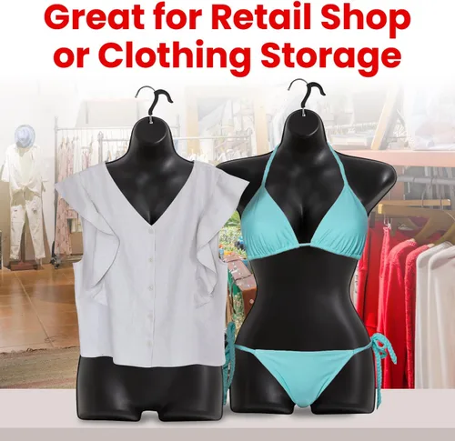 Miniatura 6 de Topmaster Soporte para traje de baño femenino, torso de maniquí femenino duradero, ligero y portátil, soporte para camisa de medio cuerpo con gancho