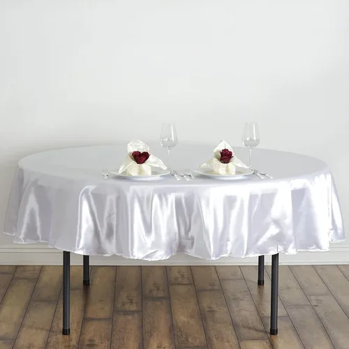 BalsaCircle Mantel redondo de satén blanco de 90 pulgadas para mesa de boda, fiesta, recepción, eventos, cocina, comedor