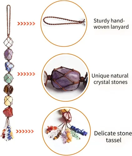 Miniatura 6 de Adornos colgantes de cristal hechos a mano para ventana de automóvil, 7 chakras, decoración del hogar, adorno de Feng Shui, yoga, meditación