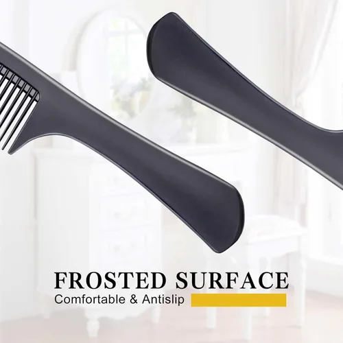 Miniatura 3 de 4 Piezas de Peines para Mujeres y Hombres, Juego de Peines Premium de Fibra de Carbono Negro para Hacer Bulto y Separar, Peines Profesionales