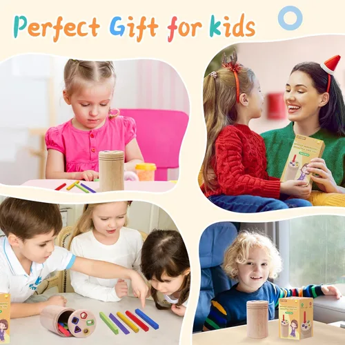 Miniatura 7 de Montessori - Juguetes de madera para clasificar colores para niños de 3 años, actividades de aprendizaje preescolar, juego educativo a juego de Palo