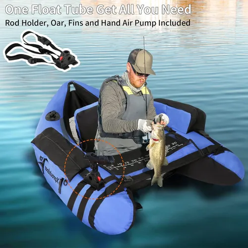 Miniatura 4 de Tubo de flotador de pesca con correas ajustables para mochila, bolsillos de almacenamiento, regla de pescado, barco de pesca con mosca con bomba