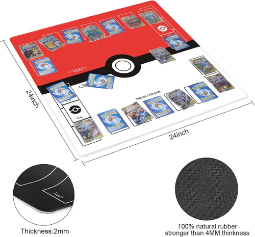 Miniatura 5 de Biouai Alfombra de juego para juego de cartas - Alfombra de juego con tubo para 2 jugadores Entrenador Juego Jugar (Rojo)