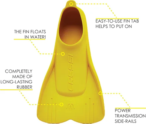 Miniatura 4 de Cressi Aletas de natación flotantes cortas para aprender a nadar - Para niños de 1 año en adelante - Mini Light: diseñadas en Italia Amarillo