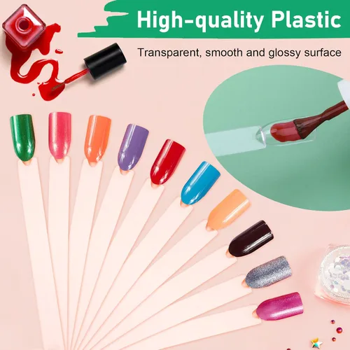 Miniatura 2 de AHIER Palitos para muestras de uñas, palitos Swatch, esmalte de uñas, en forma de abanico, puntas de arte de uñas falsas en gel para salón
