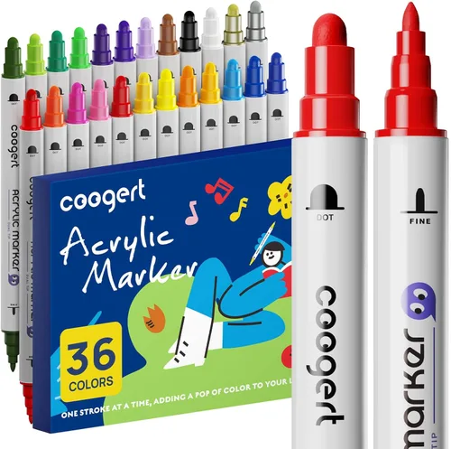 Miniatura 10 de Bolígrafos de pintura acrílica, marcadores de pintura acrílica con punta fina media, bolígrafo de pintura para pintura roca, madera, cerámica, tela
