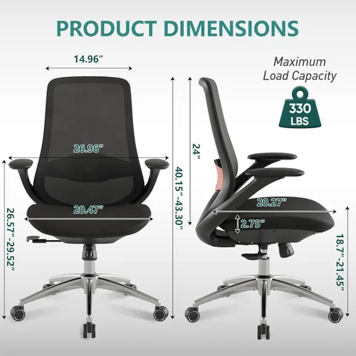 Miniatura 2 de Silla de oficina ergonómica de malla, silla de escritorio ejecutiva de 330 libras con soporte lumbar, reposabrazos 2D, cómodas sillas giratorias