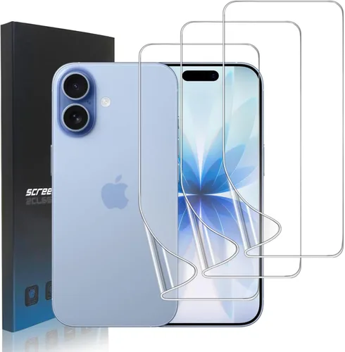 Miniatura 24 de Paquete de 3 protectores de pantalla de película de hidrogel para iPhone 16 Pro Max, protector de pantalla transparente de TPU suave para iPhone 16