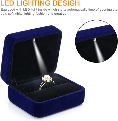 Miniatura 3 de GBYAN Velvet Ring Box with LED Light Jewelry Display Gift Box for Proposal,Engagement, Wedding
