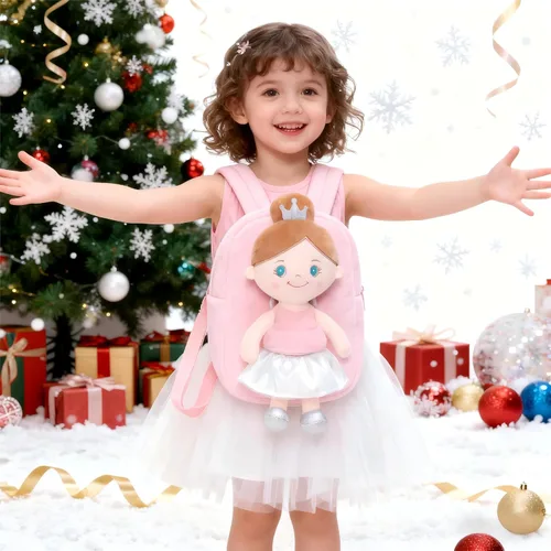 Miniatura 4 de Gloveleya Mochila para niños pequeños con muñeca de trapo, regalos para bebé, niña ángel rosa