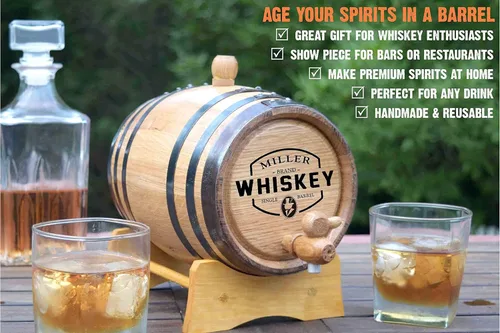 Miniatura 4 de Thousand Oaks Barrel Co. Barril personalizado de roble blanco americano de 5 litros con soporte, tapón y espita - Para el cervecero casero