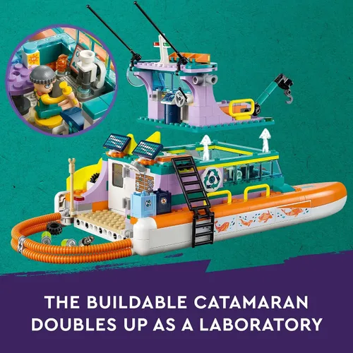 Miniatura 3 de LEGO Friends Barco de Rescate Marítimo 41734 - Juego de juguetes de construcción para niños y niñas a partir de 7 años que aman el mar, incluye 4