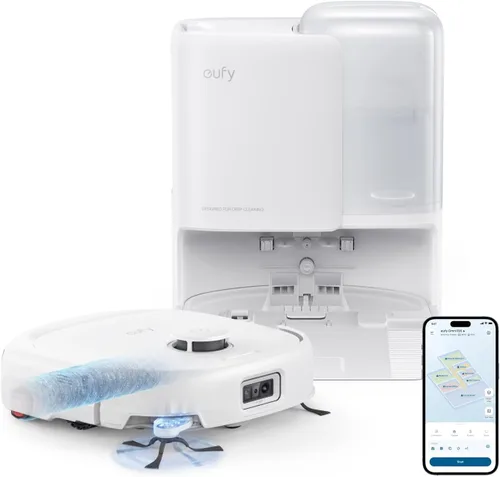 Miniatura 12 de eufy Aspiradora robot E25, succión de 20,000 Pa, trapeador de rodillo HydroJet siempre limpio, robot aspirador y trapeador todo en uno, limpieza