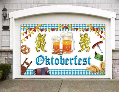 Miniatura 5 de Hrystarad Pancarta de fondo de Oktoberfest de 6 x 3.6 pies para decoración de festivales de cerveza alemana bávara