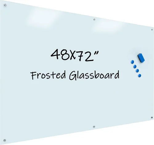 Miniatura 9 de Pizarra blanca magnética de cristal, 24 x 36 pulgadas, sin marco, pizarra blanca de borrado en seco, superficie montada en la pared para oficina