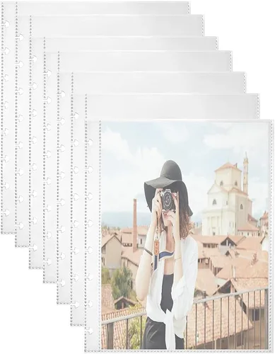 Miniatura 8 de Paquete de 25 hojas de repuesto para álbumes de fotos, fundas para 50 fotos, fundas para fotos de 5 x 7 pulgadas, 7 bolsillos para carpetas